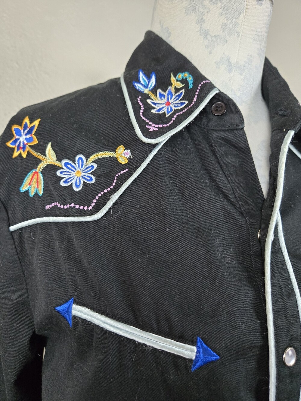 Banjo Dallas Texas Western Embroidered Pearl Snap Long Sleeve Shirt
